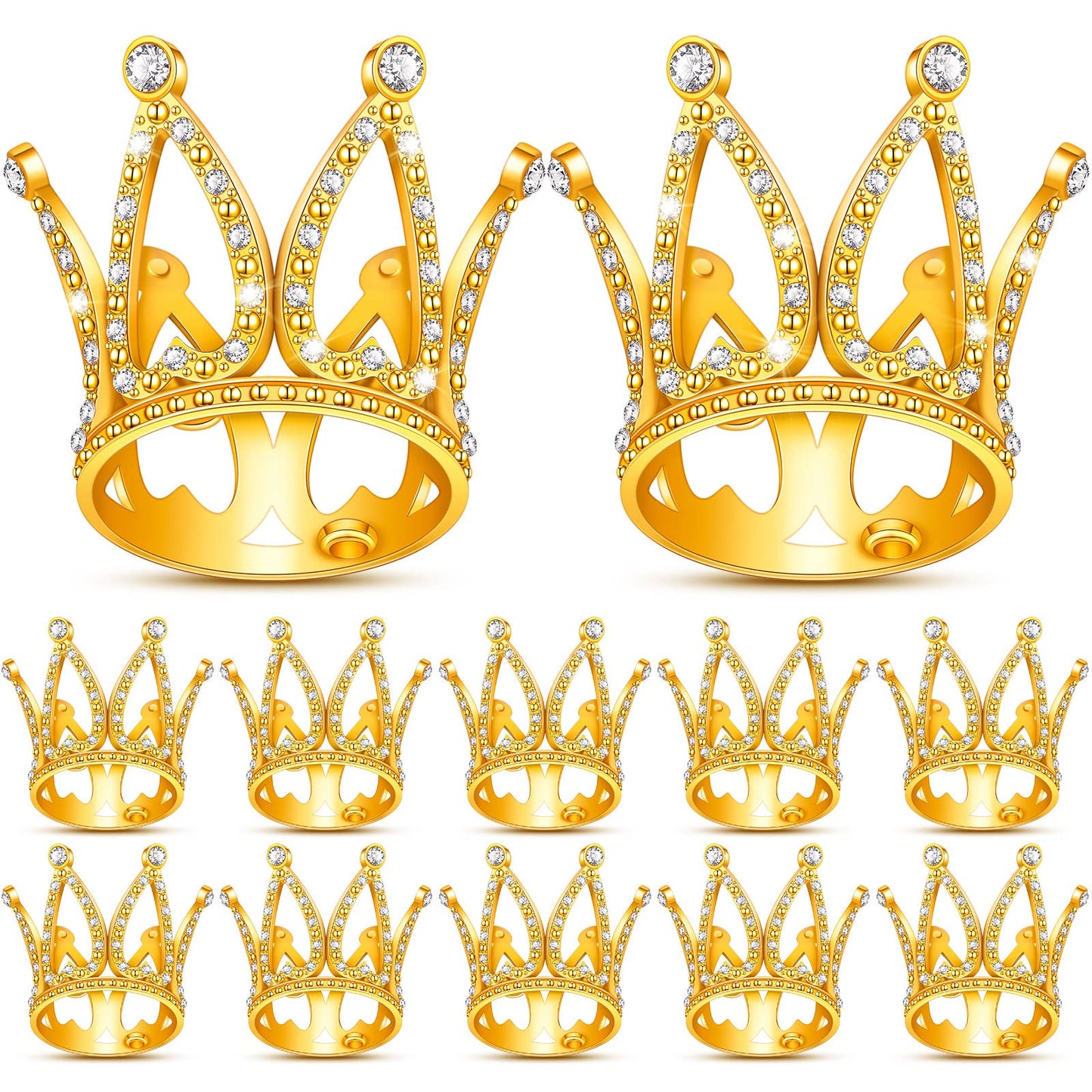 12 Pcs Crown Cake Topper Mini Baby Crown Tiny Queen Small Alloy Gold