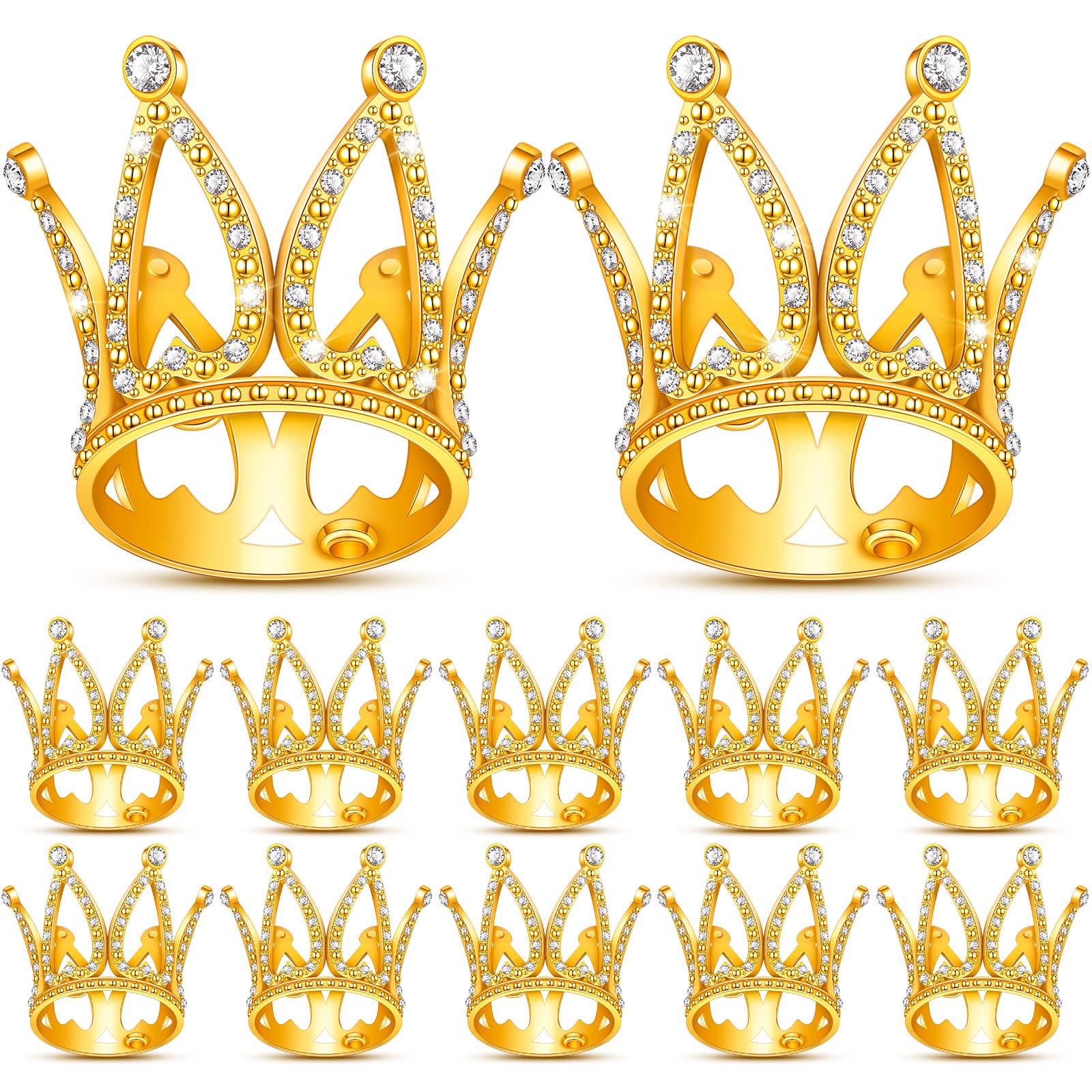 12 Pcs Crown Cake Topper Mini Baby Crown Tiny Queen Small Alloy Gold