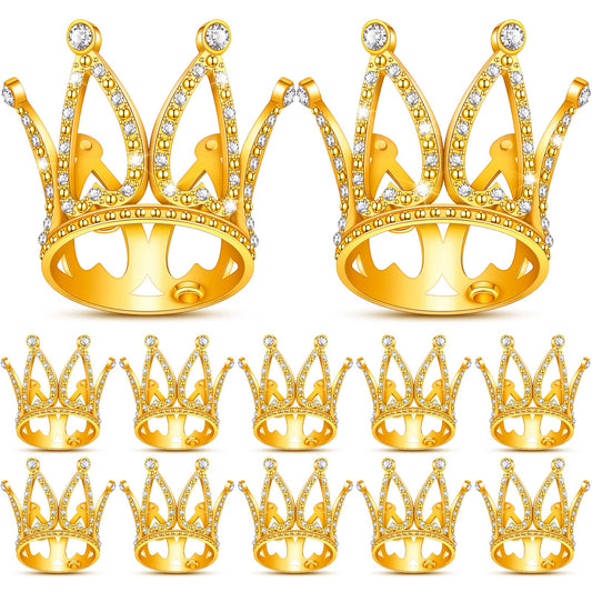 12 Pcs Crown Cake Topper Mini Baby Crown Tiny Queen Small Alloy Gold