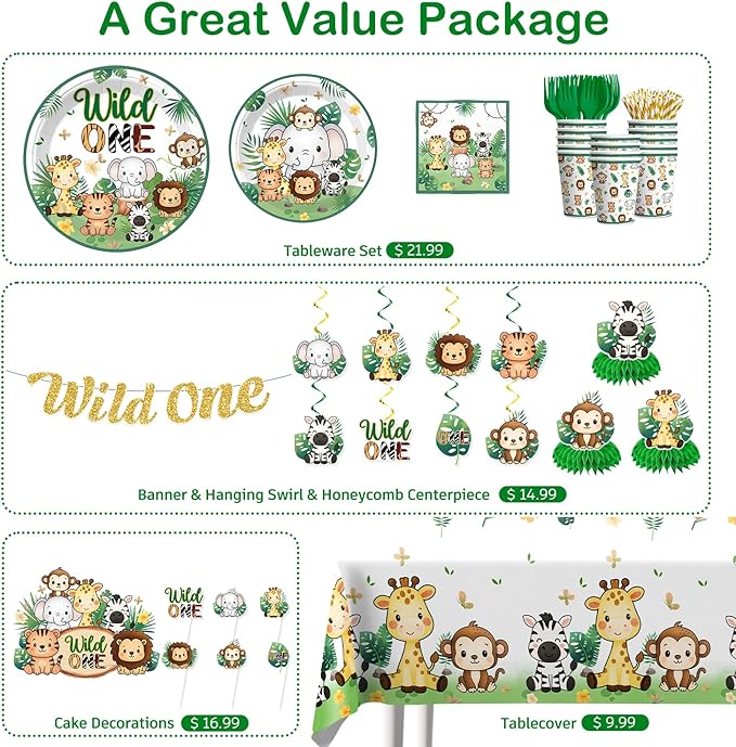Xynic 211 Pcs Wild One Birthday Decorations Wild One 1st Birthday