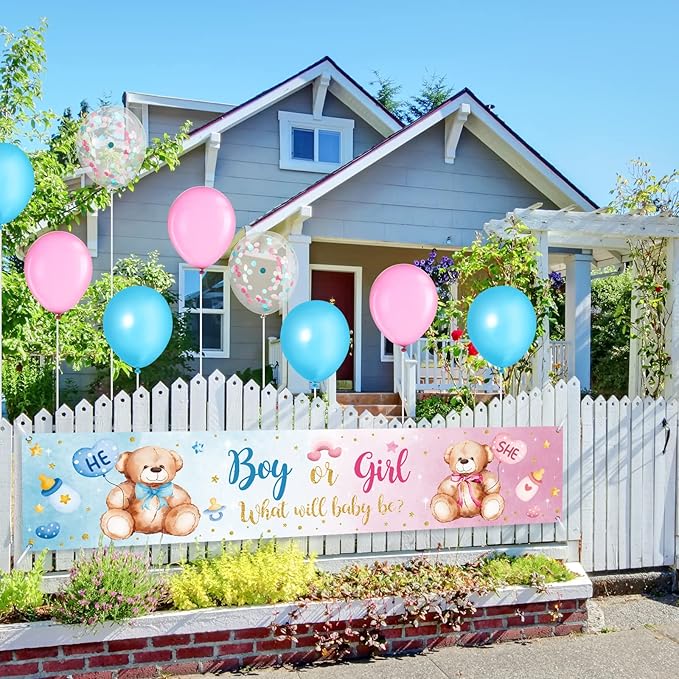 39 Pieces Gender Reveal Banner and Balloon Set Gender Reveal Party
