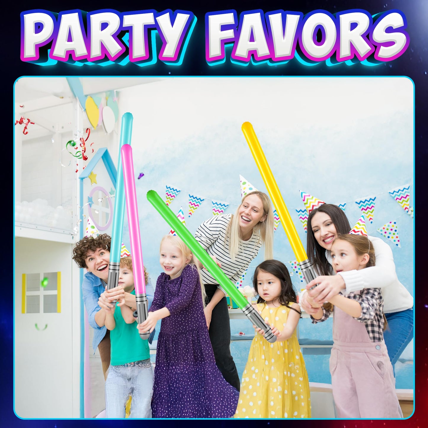 Bedwina Inflatable Light Sabers for Kids - (Pack of 12) 35-inch Neon