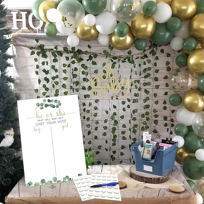 Greenery Baby Gender Reveal Board with Stand 12x17 60 Eucalyptus