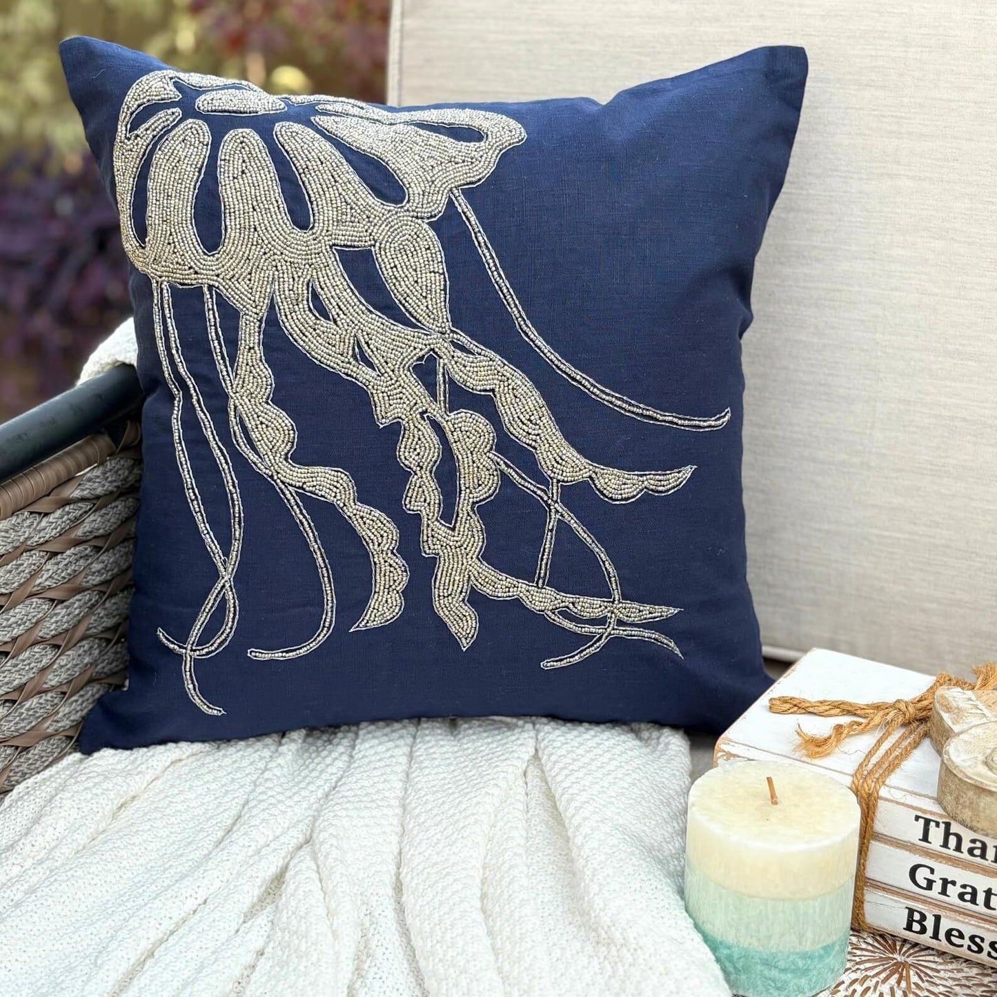 The HomeCentric Navy Blue Decorative Pillowcases Pack of 2, 16x16 inch