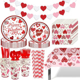 Valentines Day Party Supplies Set for 24 Valentine's Day Plates and