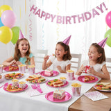 Iridescent Pink Paper Plates and Napkins, 200pcs Holographic Party