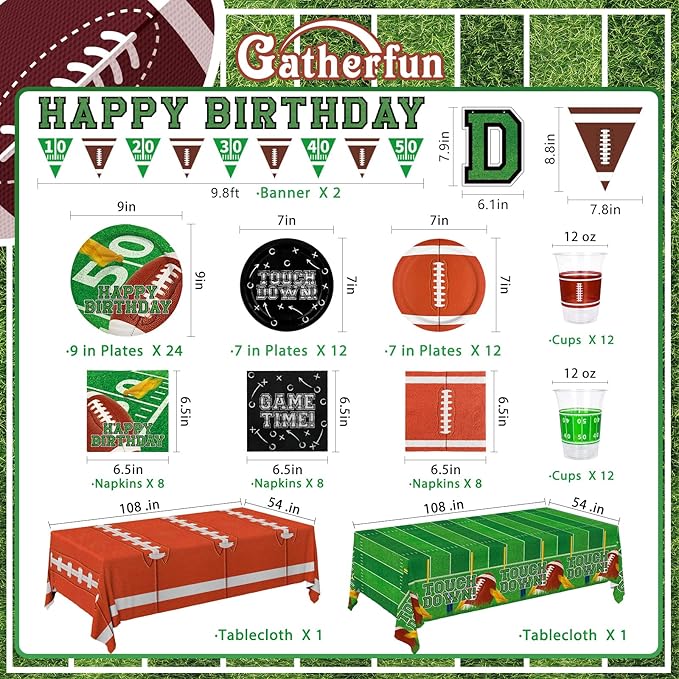 Football Birthday Party Decorations Kit for 24 Football Party