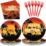 96Pcs African Safari Birthday Party Decorations Savanna Sunset View