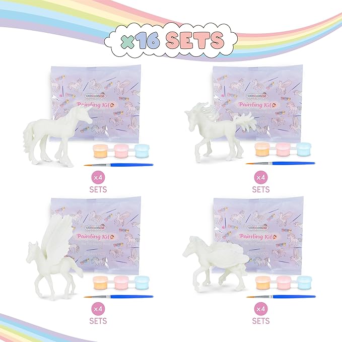 Unicorn Party Favors for Kids Painting Kit Pack 16 Goodie Bags