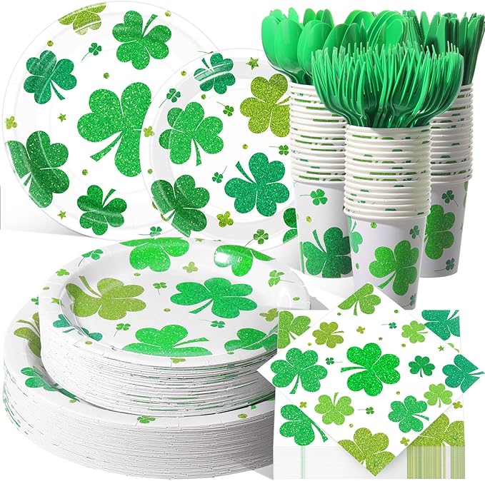 400 Pcs St Patrick's Day Party Plates and Napkin Decoration Lucky