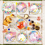 96Pcs Unicorn Party Plates and Napkins Rainbow Unicorn Birthday