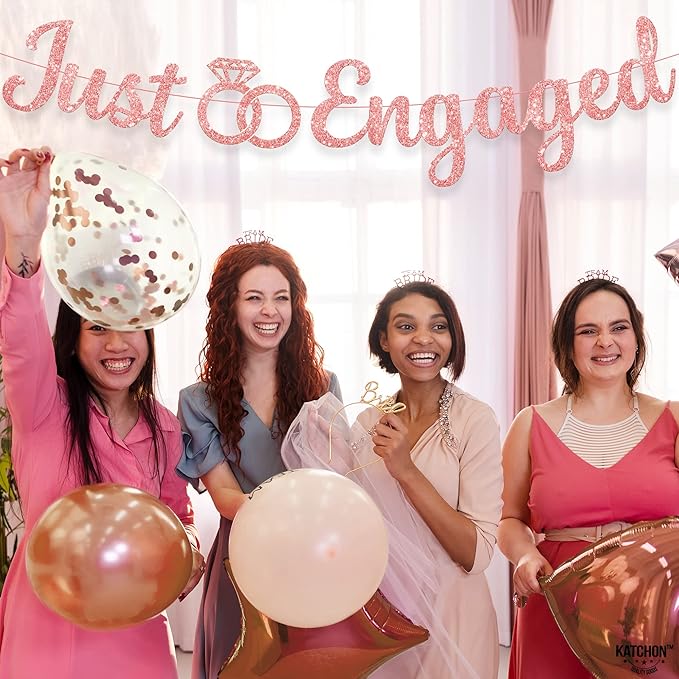 Glitter Rose Gold Engagement Banner 10 Feet No DIY Engagement Party
