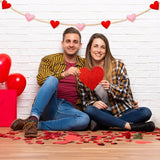 Valentine's Day Garland 3D Felt Valentine Heart Banner with Wooden