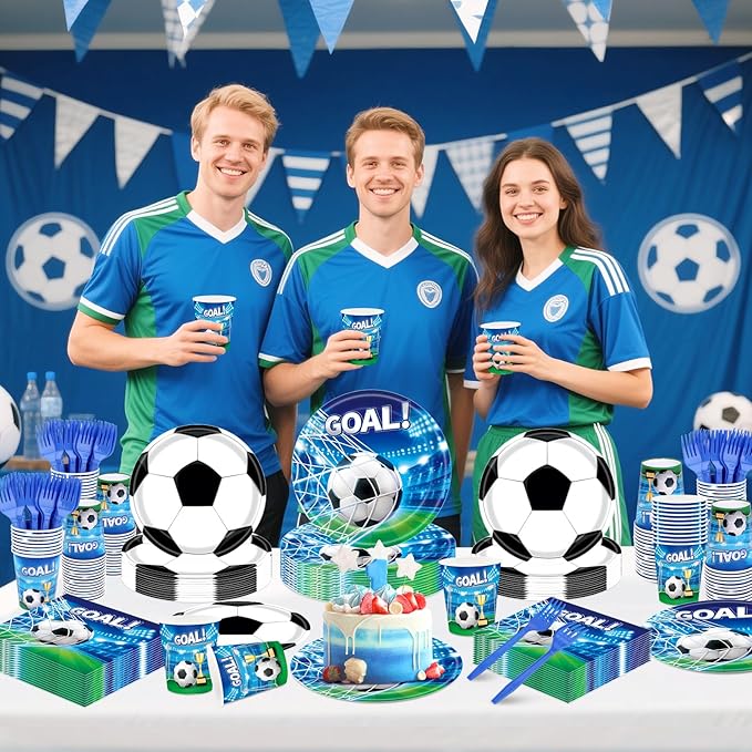 REDWORD Soccer Party Decorations 120Pcs Soccer Birthday Party