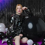 Tinsel Curtain Backdrop Black Birthday & Wedding Decorations 2 Packs