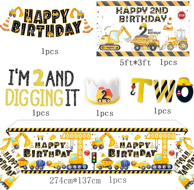 Construction Birthday Party Supplies for 2 Year Old Boy 2nd