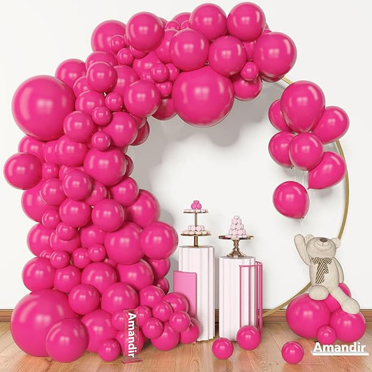 Amandir 153 Pcs Hot Pink Balloons Arch Garland Kit, Different Sizes