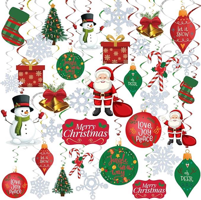 36 Pcs Christmas Decorations Hanging Swirls for Christmas Party