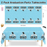 2Pcs Graduation Tablecloths, 108" X 54" Skyblue Graduation Table
