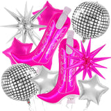 10 Pcs Pink Cowgirl Boot Balloons, Foil Disco Cowgirl Balloons Western