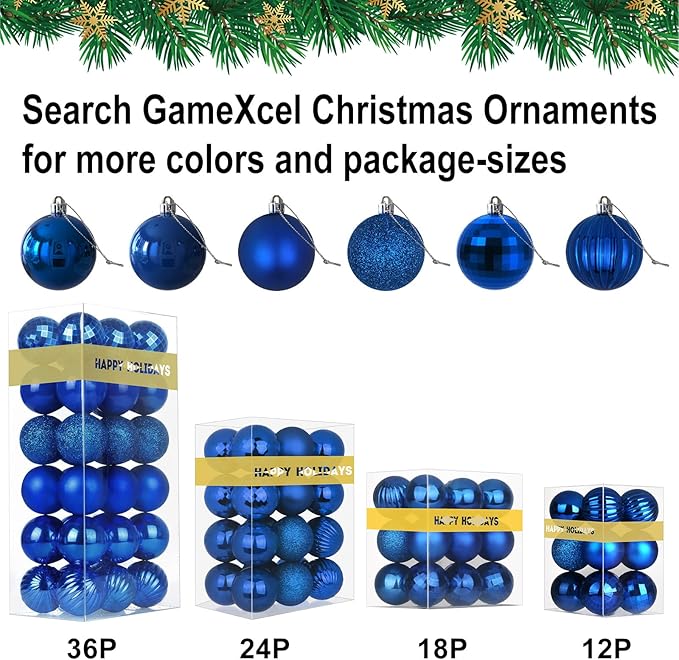 Royal Blue Set of XL (4.0") 4PCS Christmas Balls - Christmas Tree