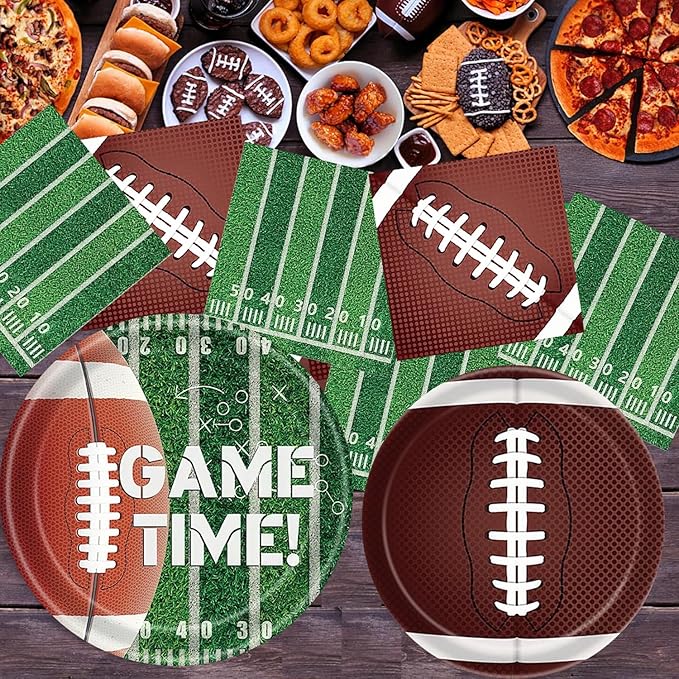Football Party Supplies Kit Serve 24 Dinner Plates Napkins Banner