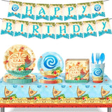 170PCS Tropical Birthday Party Supplies Hawaiian Luau Tableware Set