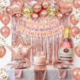 Rose Gold Birthday Decorations for Women, Happy Birthday Banner,