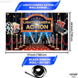 Lights Camera Action Backdrop Large 72x44 Inch Movie Theme Party