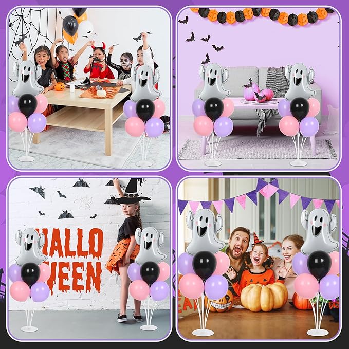 Halloween Ghost Party Balloons Stand Kit 2 Sets with 2 White Ghost