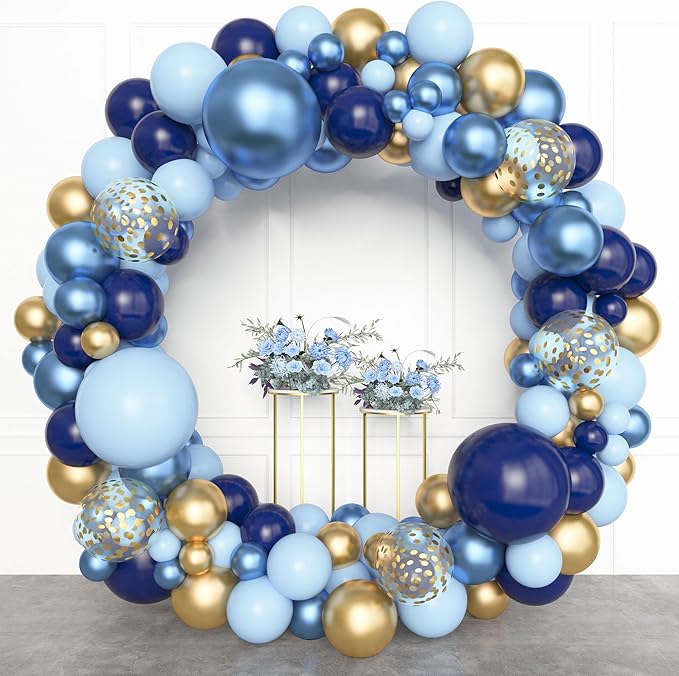 Amandir 153pcs Navy Blue Gold Balloon Garland Arch Kit, Different