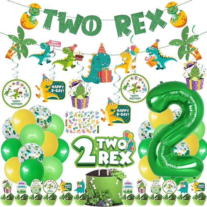 Two Rex Birthday Decorations Dinosaur 2nd Birthday Decorations Boy
