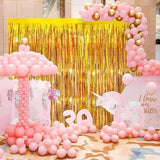 Gold Metallic Tinsel Foil Fringe Curtains, 2 Pack 3.3x8.3 Feet Party