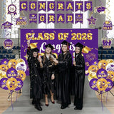 Graduation Decorations Class of 2026 Purple and Gold Graduation