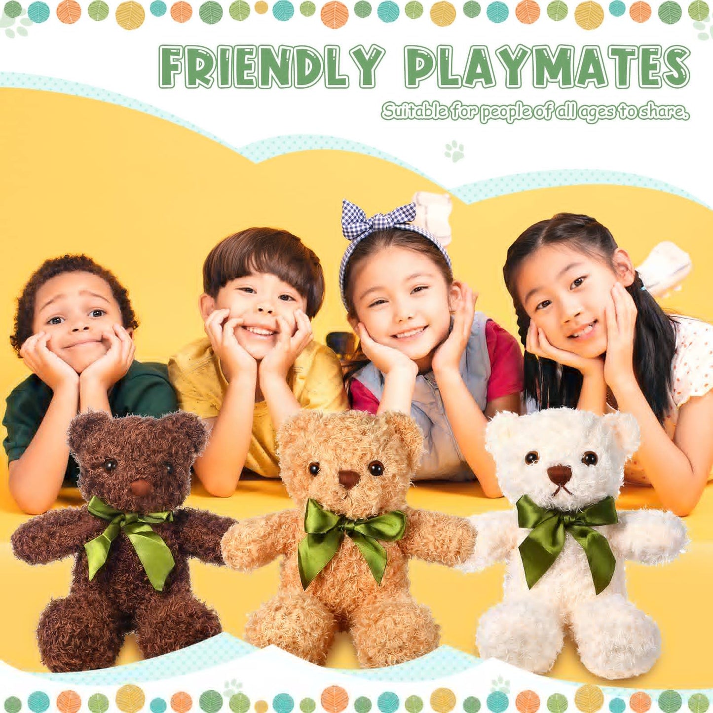 Zhanmai 9 Pieces Cute Bear Stuffed Animals 10 Inch Soft Plush Stuffed