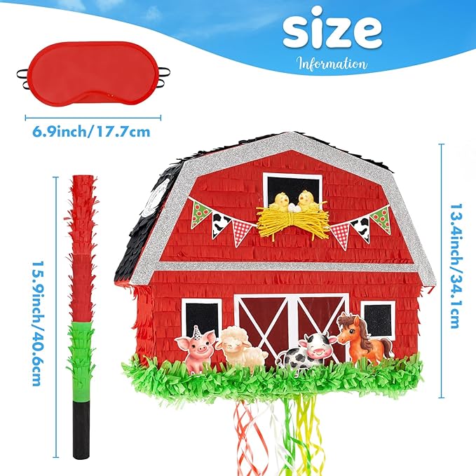 Red Farm Animal Piñata Farm Baby Shower Decorations Animal Piñata