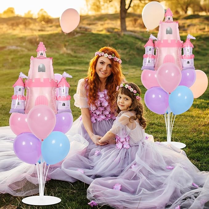 Princess Party Balloons Stand Kit 2 Sets with 2 Princess Castle Foil