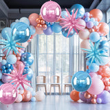 6Pcs Pink Blue Foil Balloons,22Inch Blue Pink 4D Round Ball Balloon
