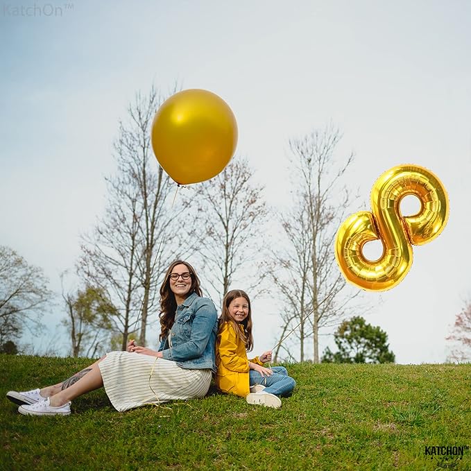 KatchOn, Giant Gold Number 8 Balloon - 40 Inch | Golden 8 Balloon for