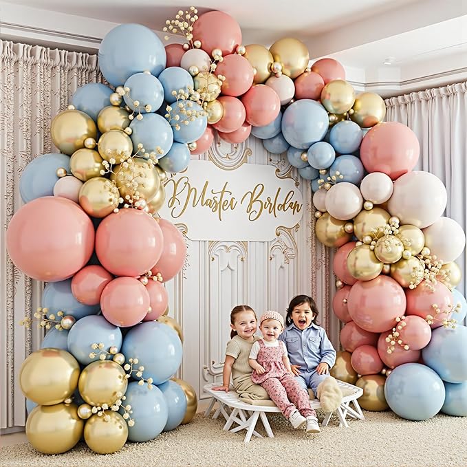 Gender Reveal Balloon Garland Arch Kit 412pcs Pink and Blue balloons