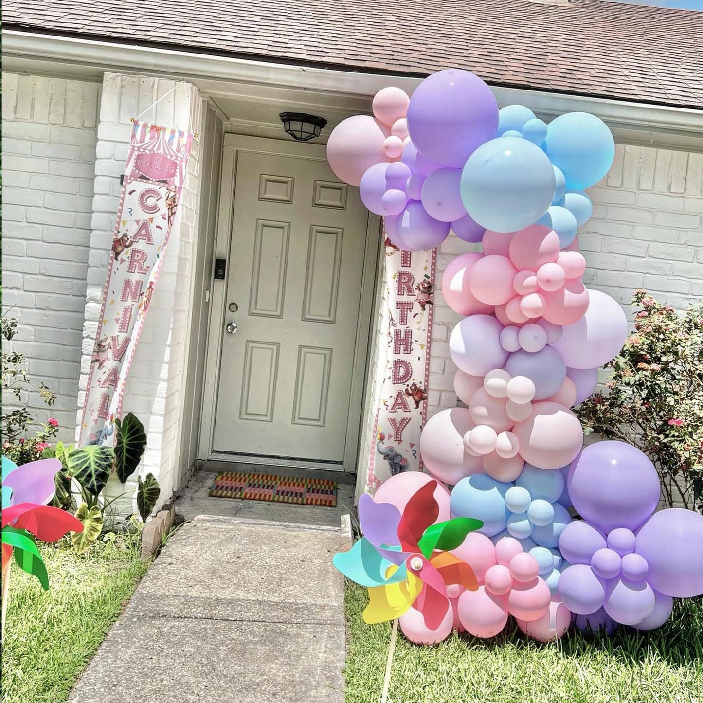 Pink Blue Balloon Arch Kit with Macaron Purple, Blue & Purple Party