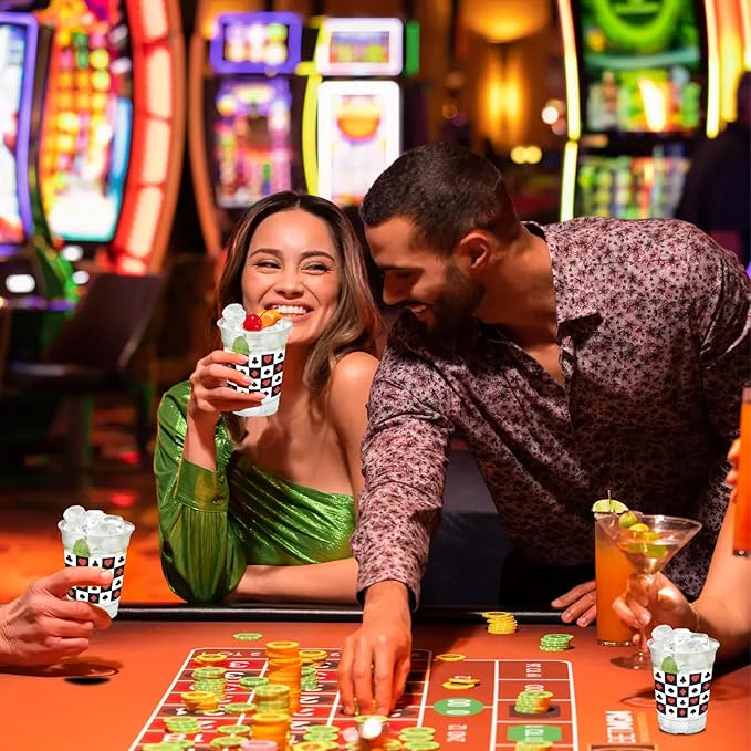 50 Pcs Casino Party Cups 12oz Poker Theme Cups for Poker Game Party