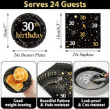 30th Birthday Party Supplies Serves 24 Black and Gold 30 Years Old