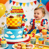 Two Infinity and Beyond Cartoon Story Cake Toppers Set - Space Cowboy