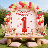 1st Birthday Decorations for Girls, 40 Inch Red Number 1 Balloon, 24