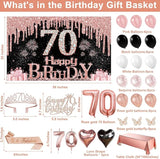 70th Birthday Decorations for Women 49pcs Black Rose Gold Black
