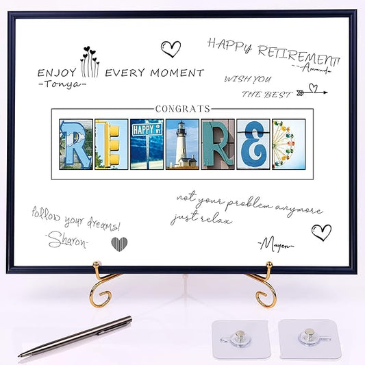 Framed Black Guest Book for Retirement Party Decorations 12X16