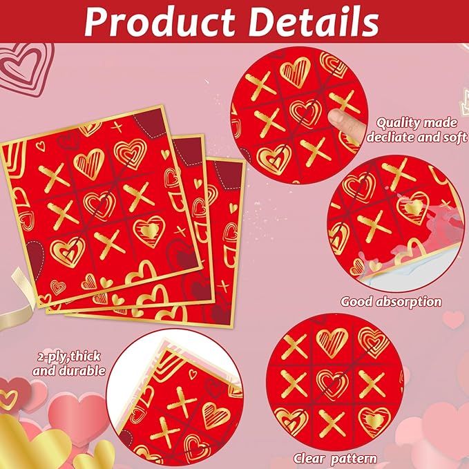 96 Pcs Valentine's Day Party Plates and Napkins Party Supplies
