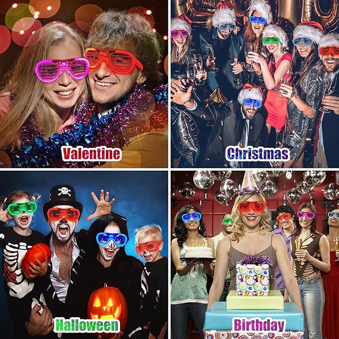 70 Packs LED Glasses 5 Neon Colors glow in the dark party supplies