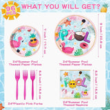 96Pcs Summer Pool Beach Ball Flamingos Party Plates Supplies Party
